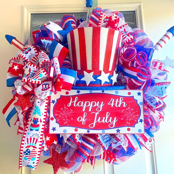 4th of July Wreath,Fourth of July decor,Wreaths,Holiday Wreaths,front door decor - Picture 1 of 5